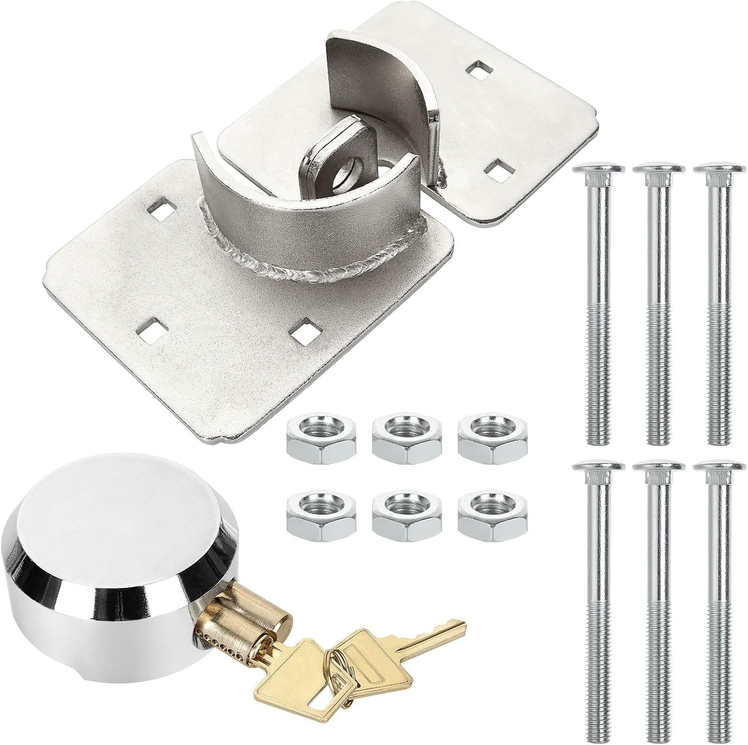 Heavy Duty Security Padlock & Hasp for Shed/Barn Door Shipping Trucks, Trailers