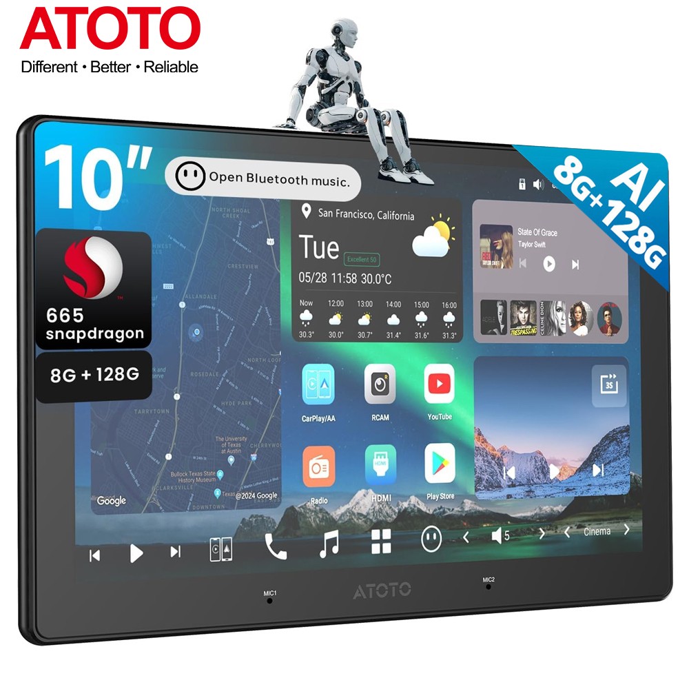 ATOTO X10 Android 13 Double Din Car Stereo GenAI Head Unit GPS 4G LTE 8GB+128GB