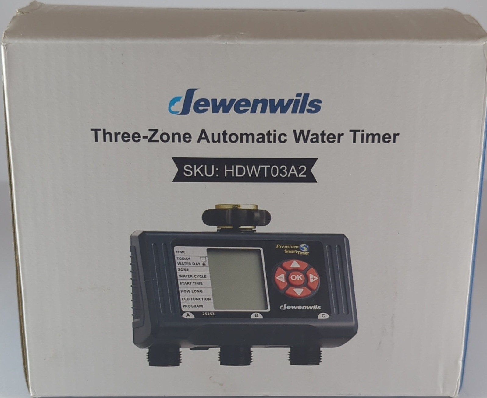 Jewenwils Three-Zone Automatic Digital Tap Timer HDWT03A2 Rain Delay Screen