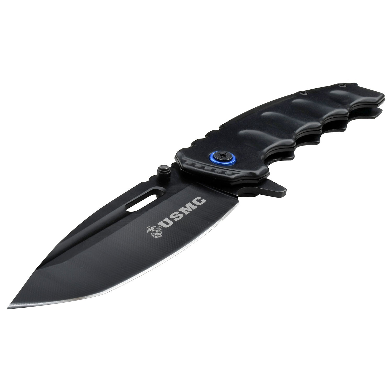 USMC MARINES Spring Assisted Open OFFICIALLY LICENSED Blue Pocket Knife