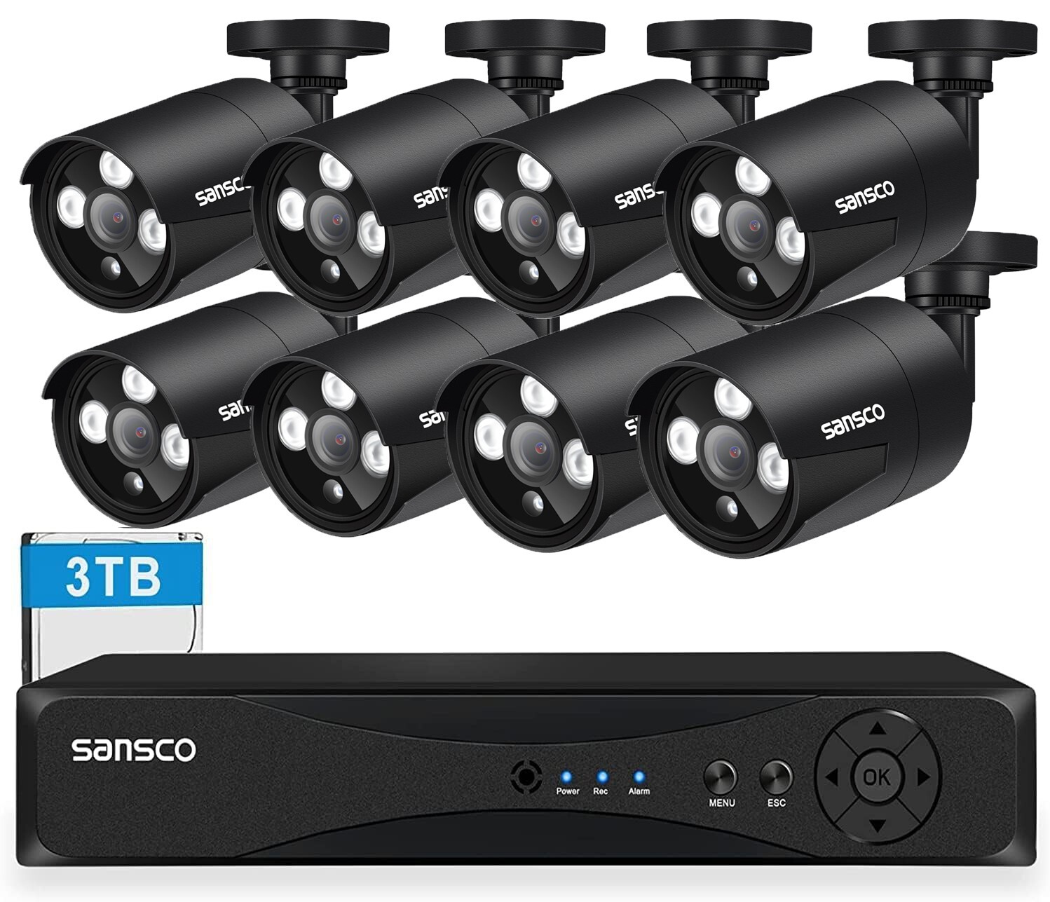 8CH DVR CCTV Security System 1080P Home Outdoor Surveillance Camera with 1TB HDD