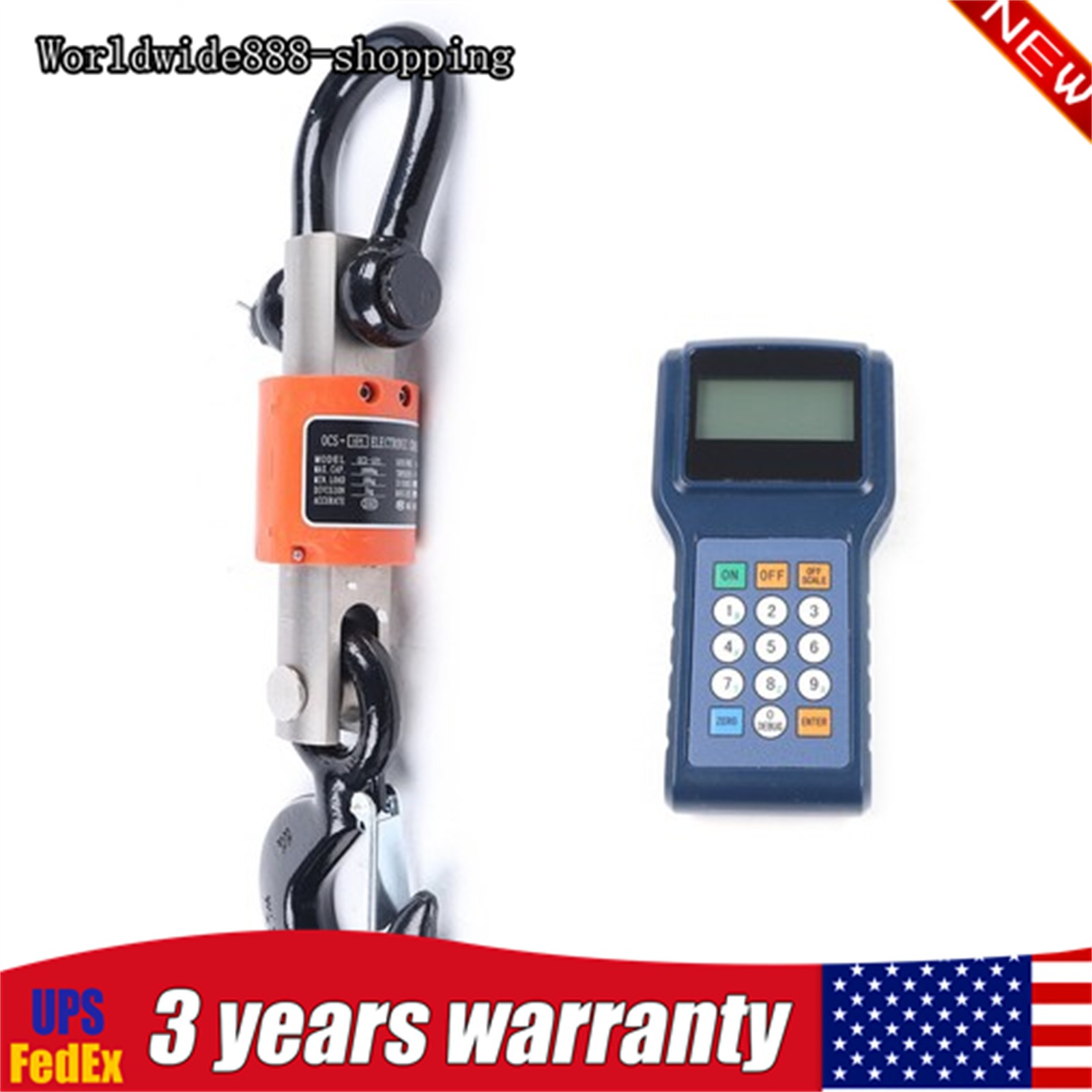 10000kg 10T HD Wireless Electronic Digital Hanging Crane Scale W/ Handheld Meter