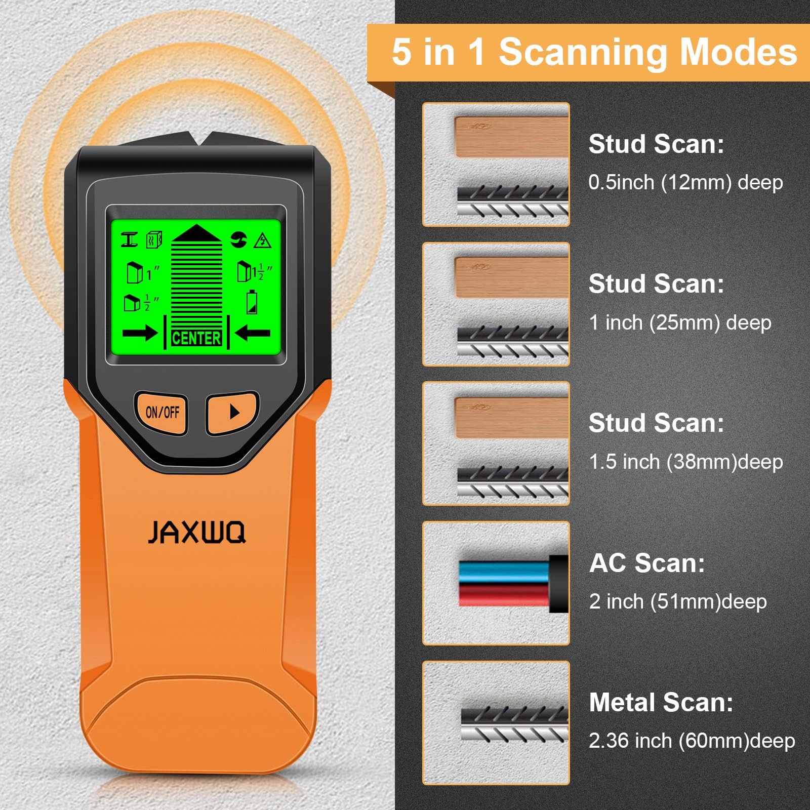 Stud Finder Wall Scanner - 5 in 1 Stud Finder Tool w/Microprocessor Chip and ...