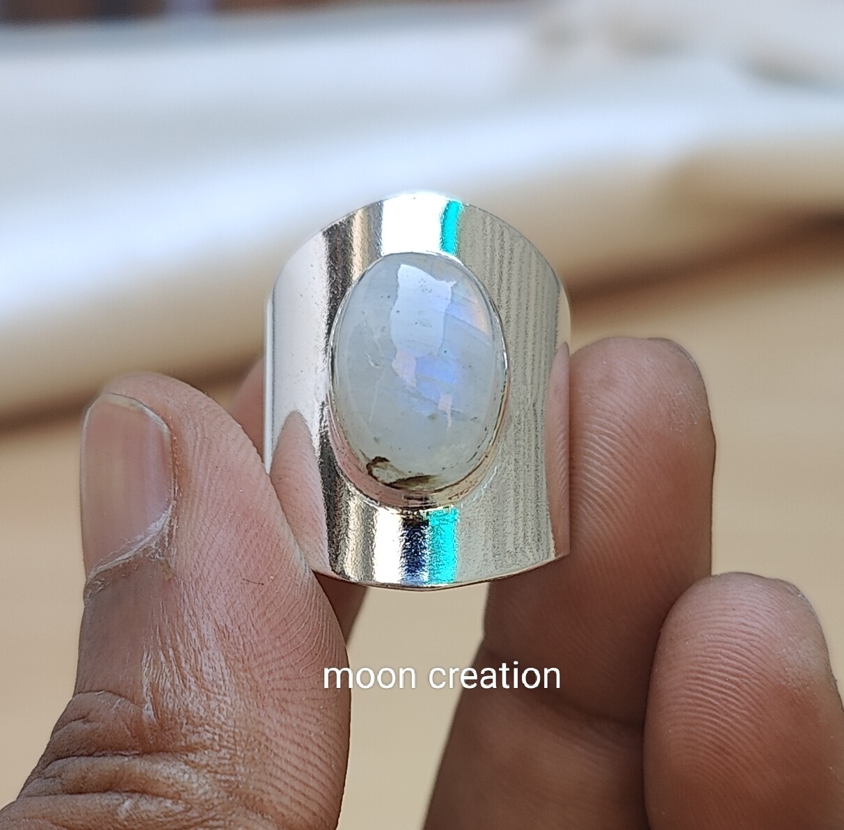 Moonstone 925 Sterling Silver Band& Statement Ring Handmade Ring All size-b-19