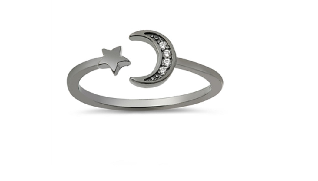 Crescent Moon star sterling toe rings