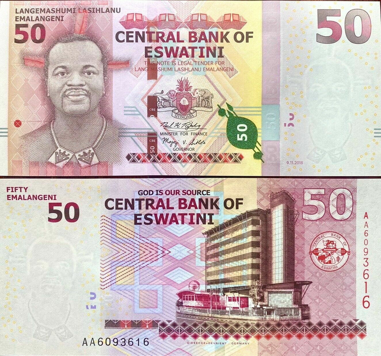 Eswatini Swaziland 50 Emalangeni 2018/2021 P New Country Swaziland UNC
