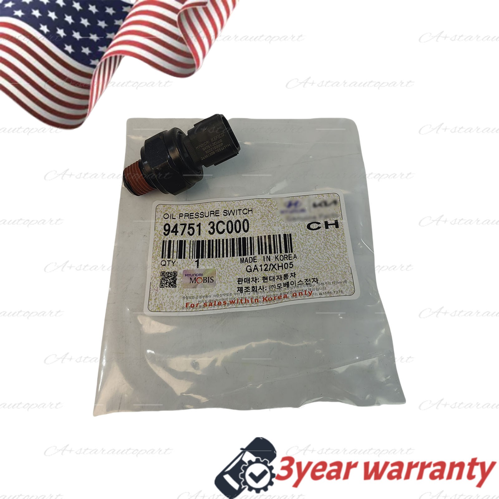 NEW OE 94751-3C000 Genui Oil Pressure Switch for 15-24 Genesis Hyundai 17-24 Kia