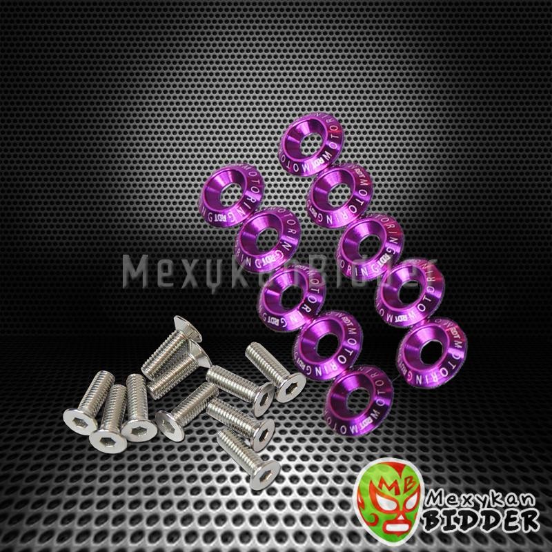 10 pcs Purple Billet Fender/Bumper Washer Bolt Dress Up Kit For Honda EF EG EK