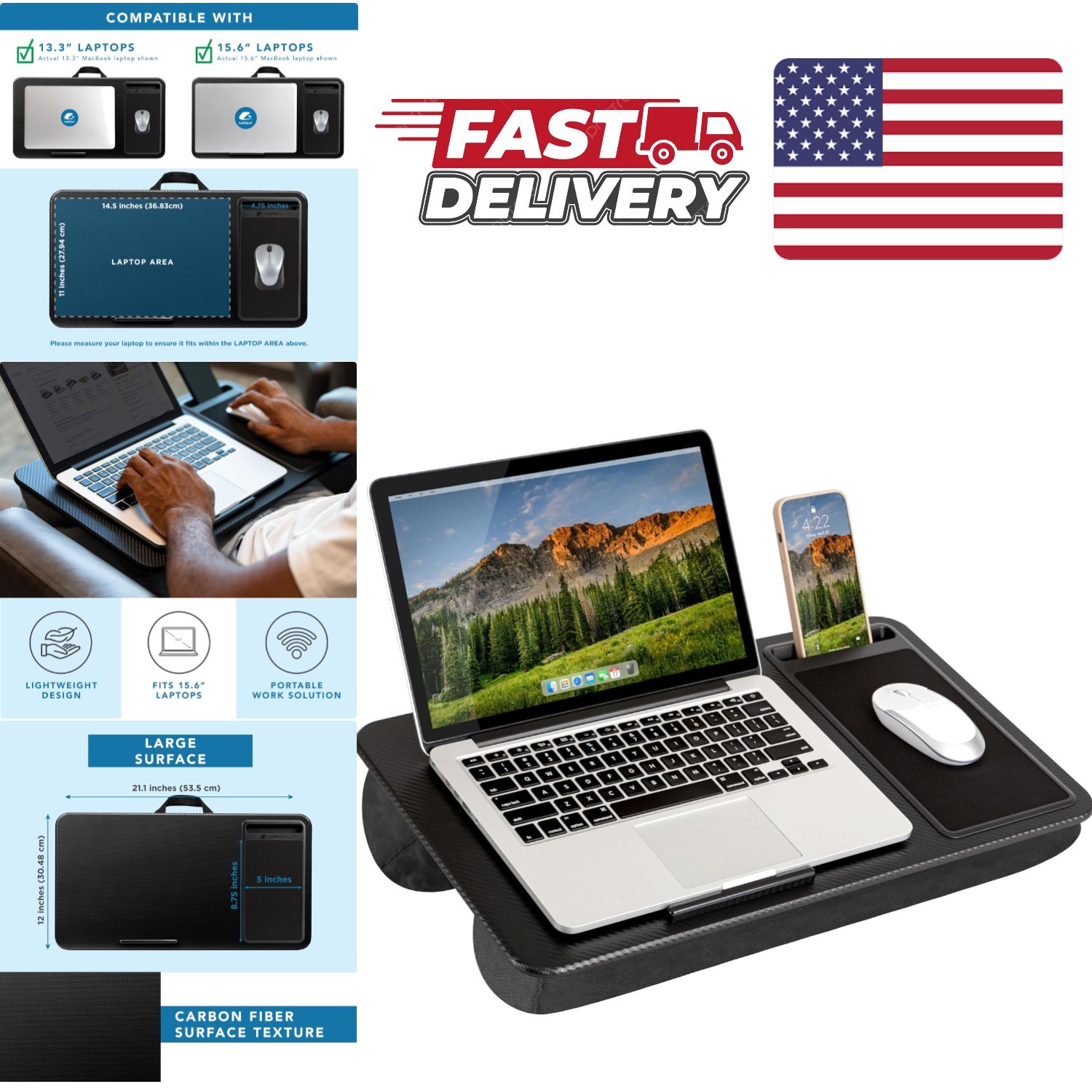 Home Office Lap Desk with Enhanced Functionality for Various Accessories