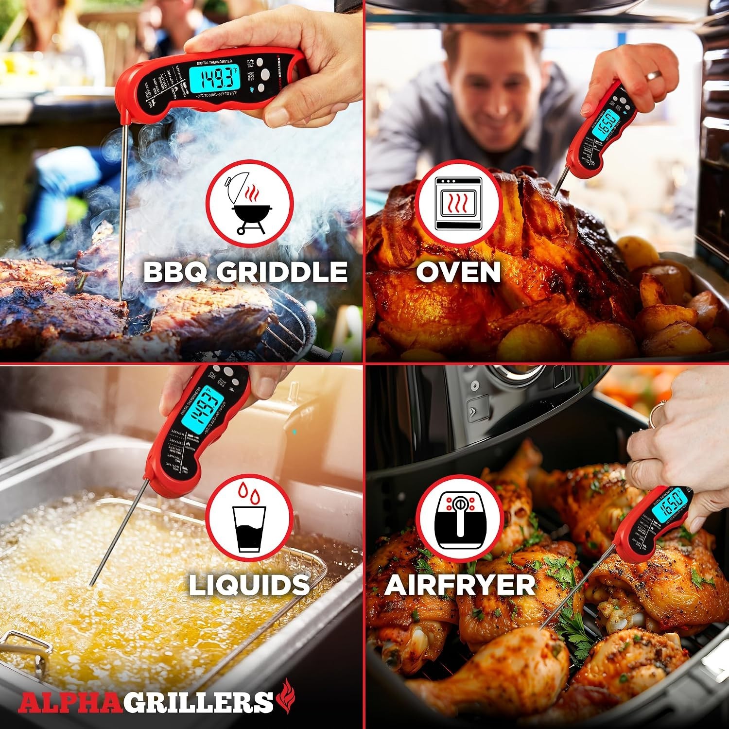 Instant Read Digital Meat Thermometer with Backlit Display | 1-2 Sec Response