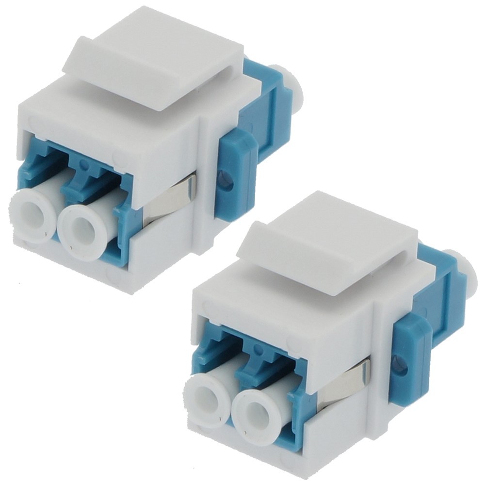 2x LC/UPC Duplex Single Mode Fiber Optical Coupler w/ Keystone Jack Snap-in Blue