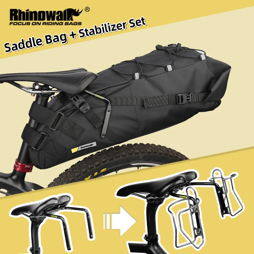 Rhinowalk Bike Saddlebag + Stabilizer Set Waterproof 13L Large Capacity More Sta
