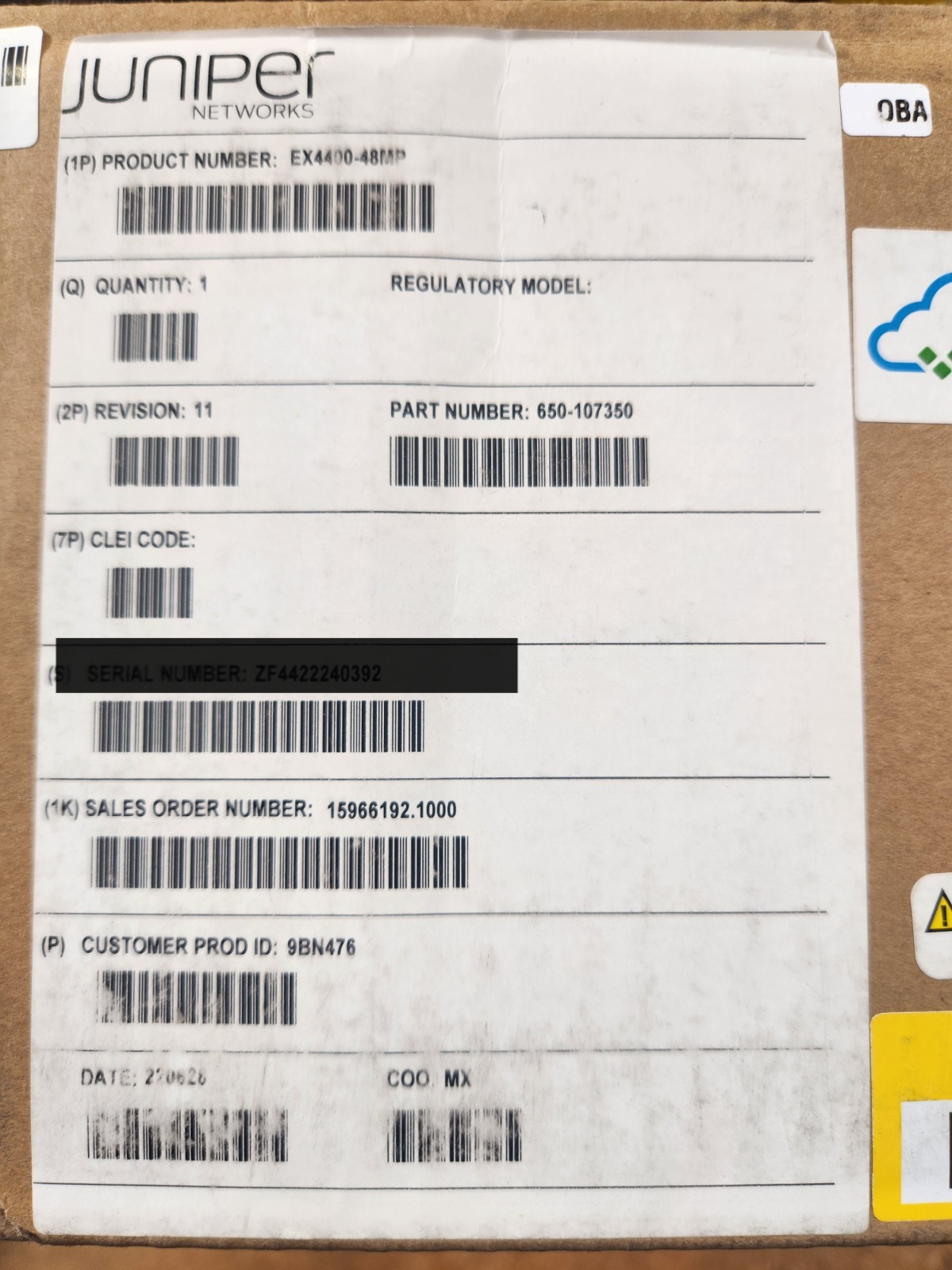 NEW Genuine JUNIPER EX4400-48MP (650-107350) + (740-051427) / New -  Sealed Box
