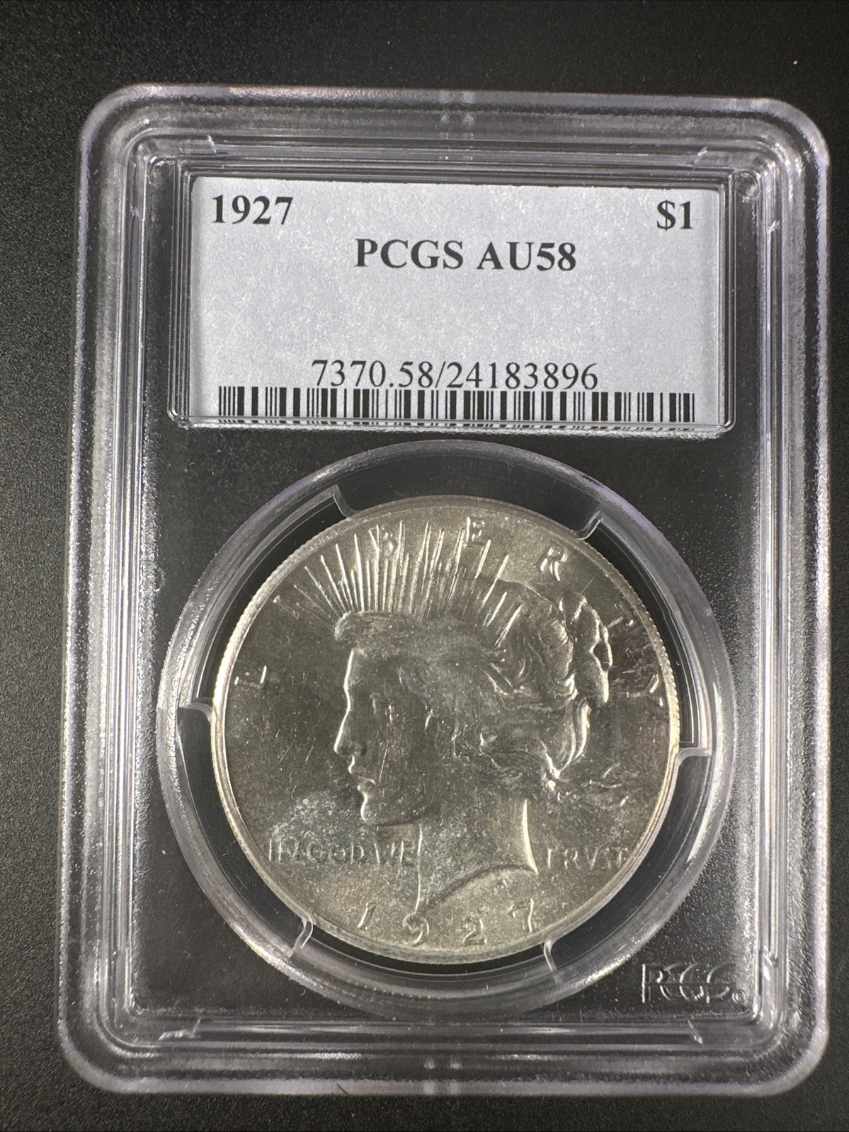 1927 Peace Silver Dollar PCGS AU 58 Philadelphia