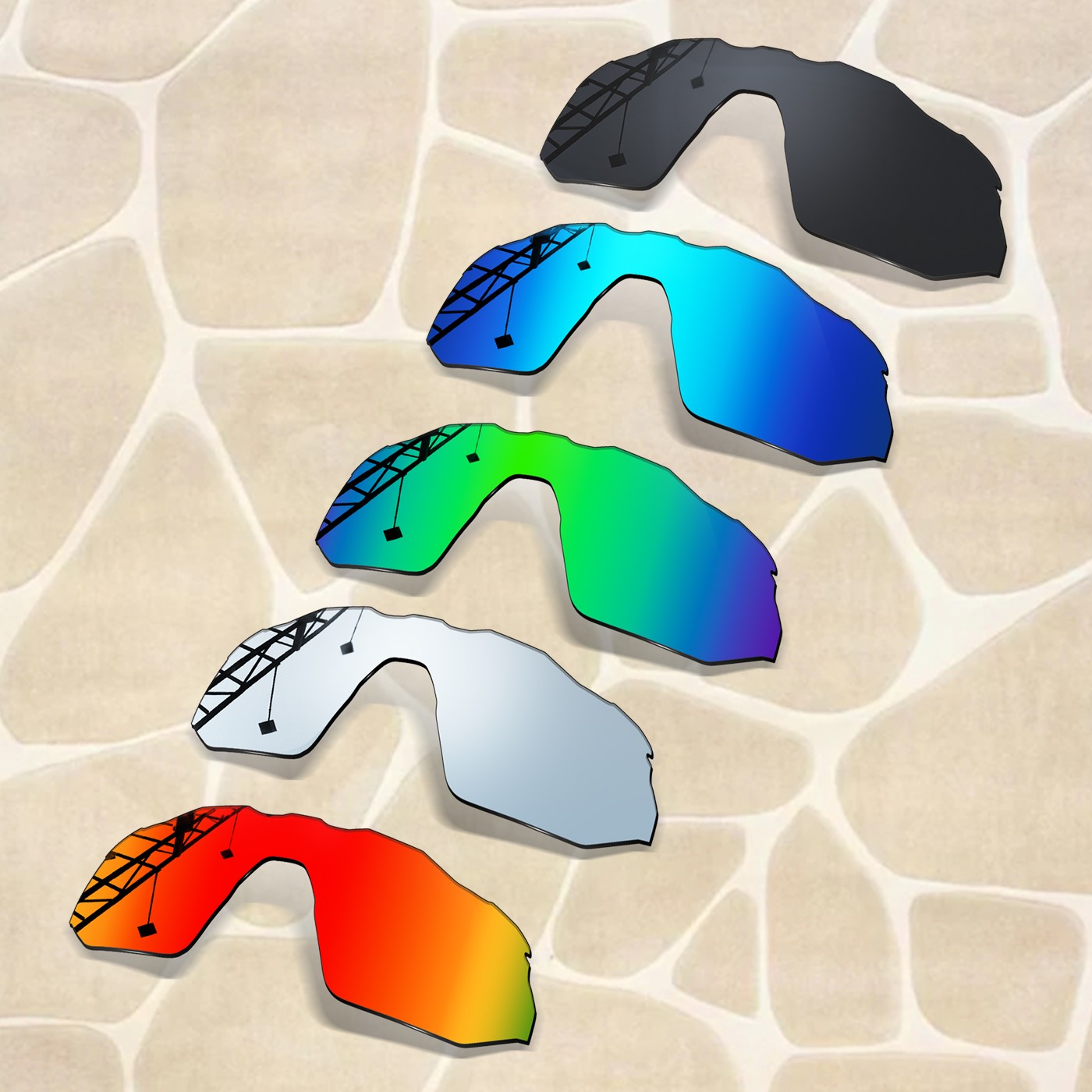 Anti-Scratch Replacement Lenses for Oakley Radar EV Advancer OO9442 Sunglasses