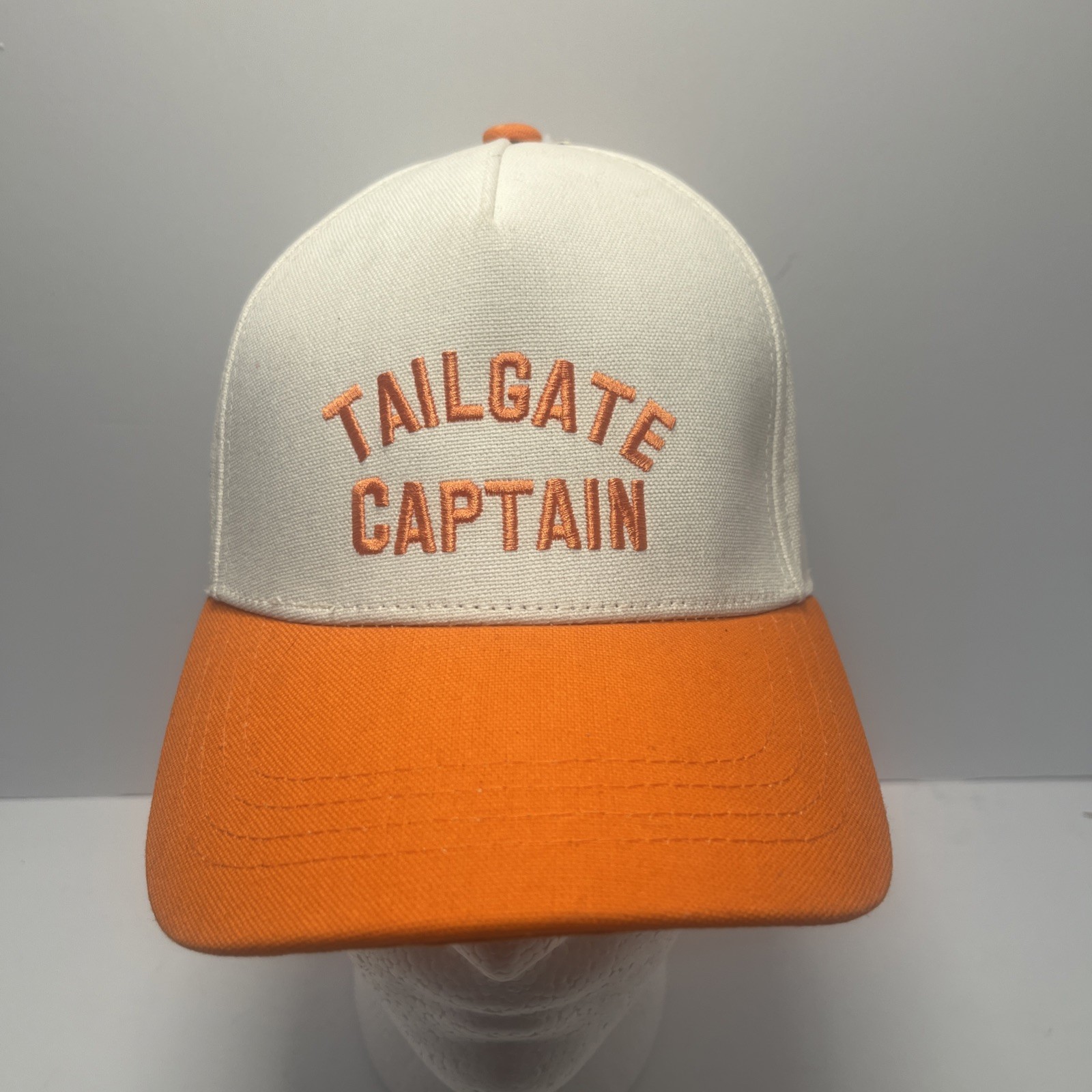 Tailgate Captain Embroidered Hat Adjustable One Size Orange & White NEW
