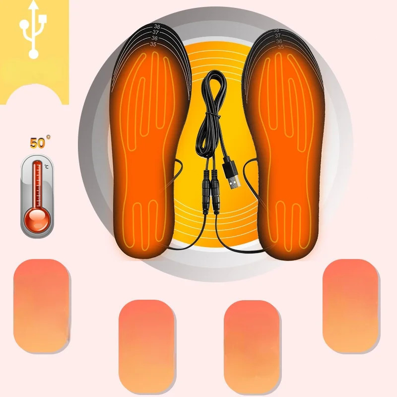 USB Electric Heated Shoe Insoles Warm Socks Feet Heater Foot Warmer Pads Winter