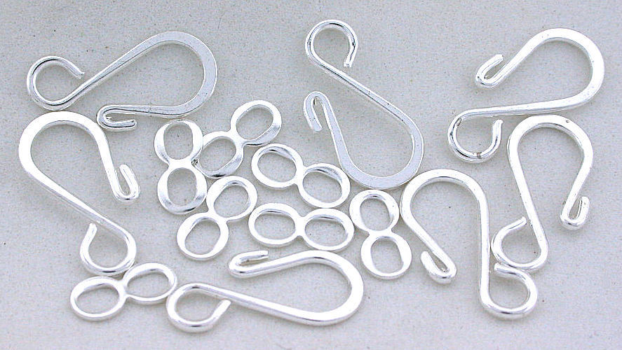 SIX 19mm STERLING PLATED HOOK & EYE CLASPS AF20