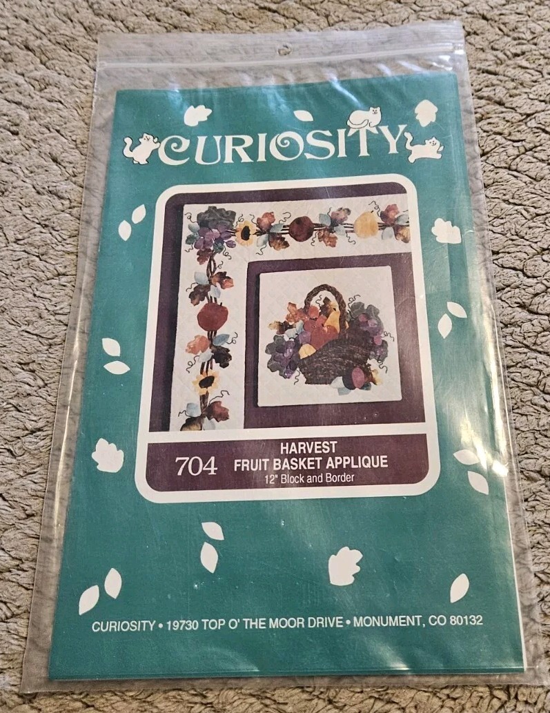 Curiosity Harvest Fruit Basket Applique 704 12 Inch Block And Boarder