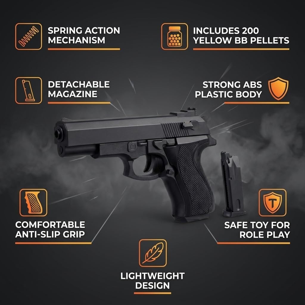 Realistic Looking Plastic Toy Gun for Role Play Activities