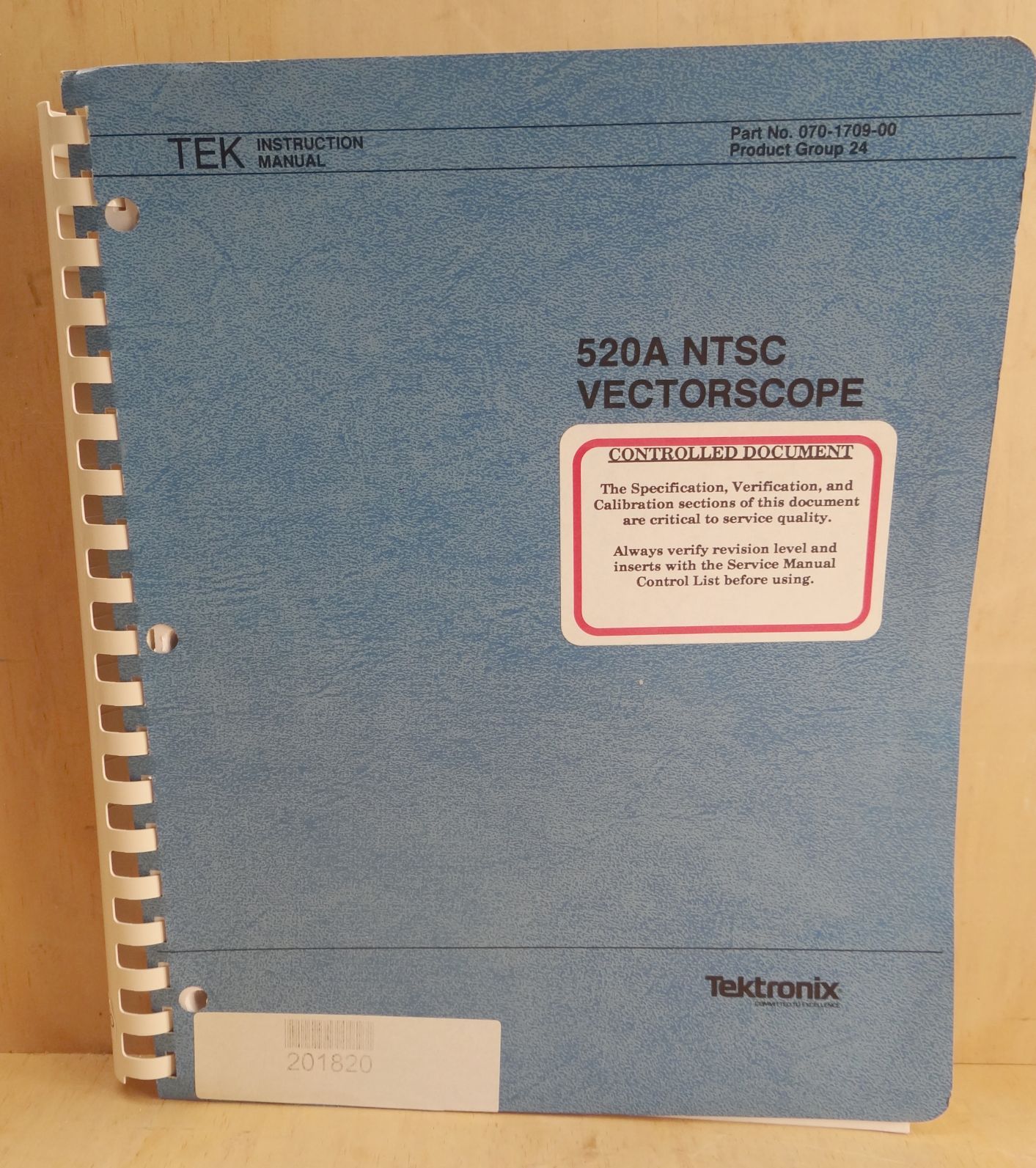 TEKTRONIX 520A NTSC VECTORSCOPE INSTRUCTION MANUAL