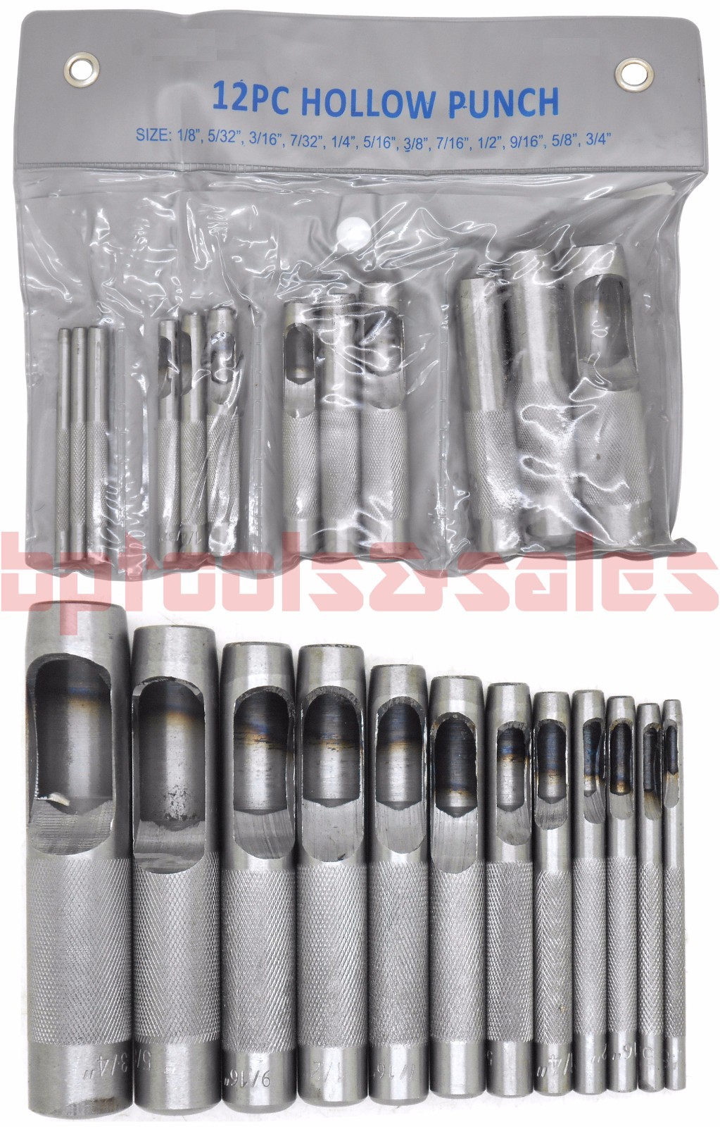 12Pcs Hollow Metal Leather Punch Set Punches Professional Wood Plastic Gasket