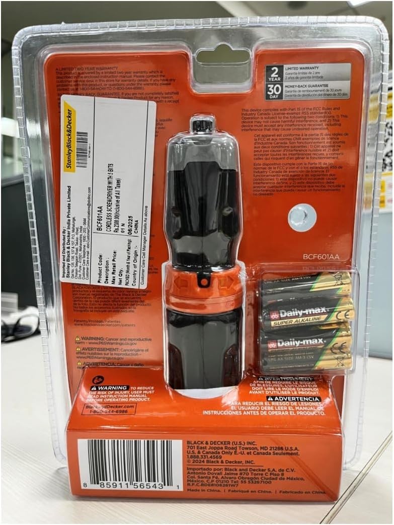 BLACK+DECKER Cordless Screwdriver, Alkaline (BCF601AA)