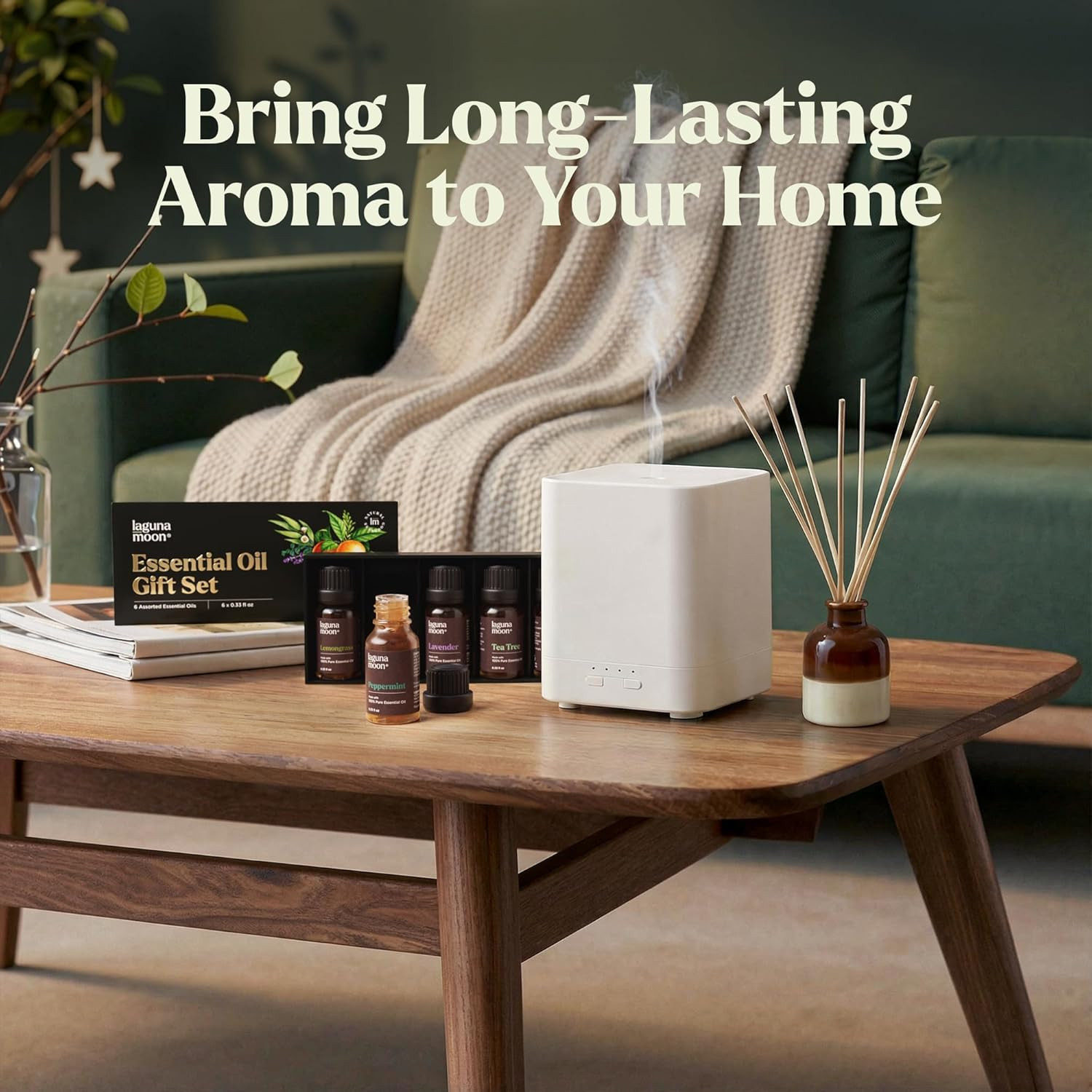 Lagunamoon Essential Oils Aromatherapy Set - 6 Oils for Diffusers, Home Care, Ca