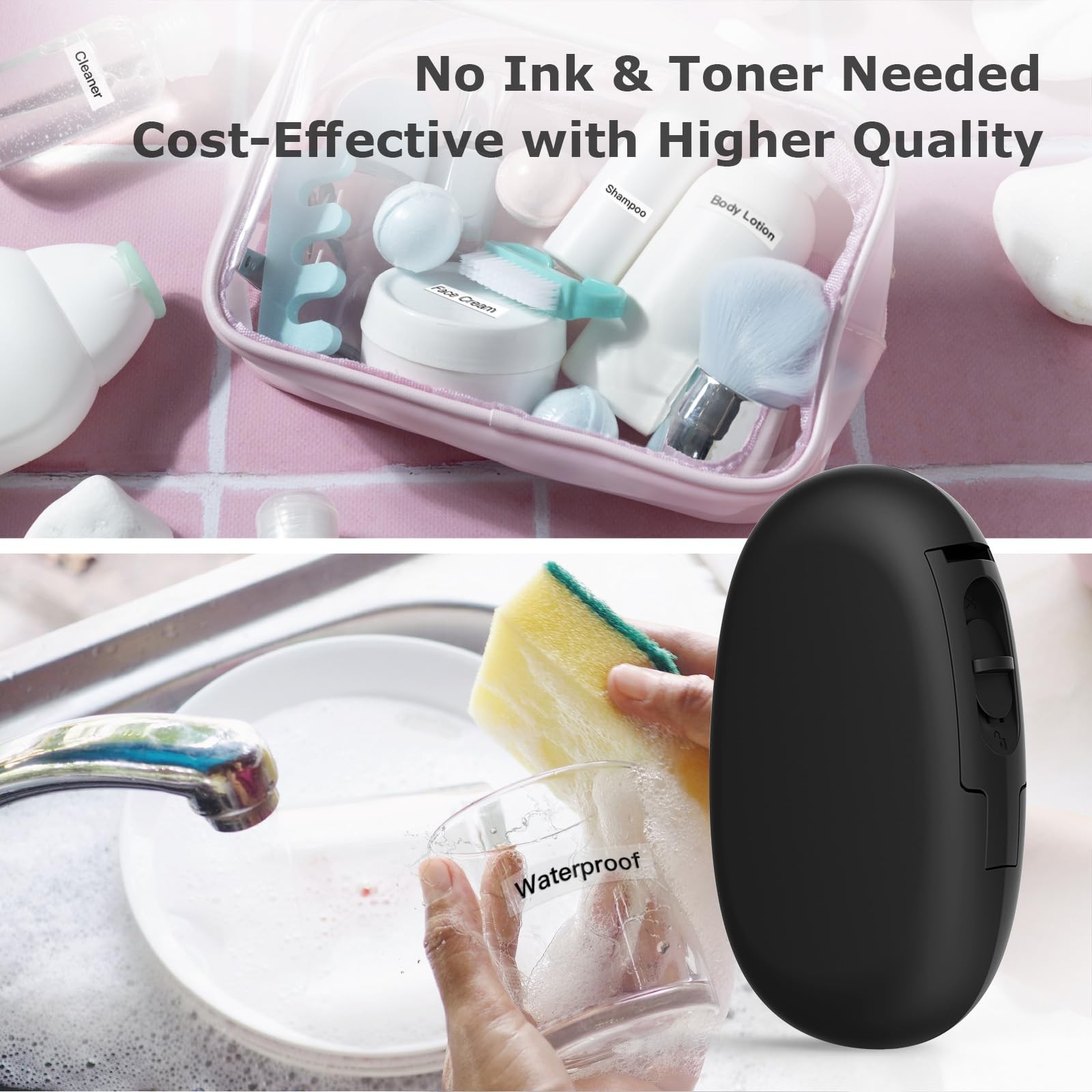 E10 Bluetooth Label Maker Machine with 3 Tapes Inkless Thermal Printer Black