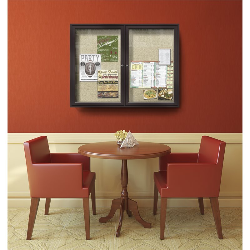 Ghent's Vinyl 48" x 60" 2 Door Enclosed Bulletin Board in Ivory