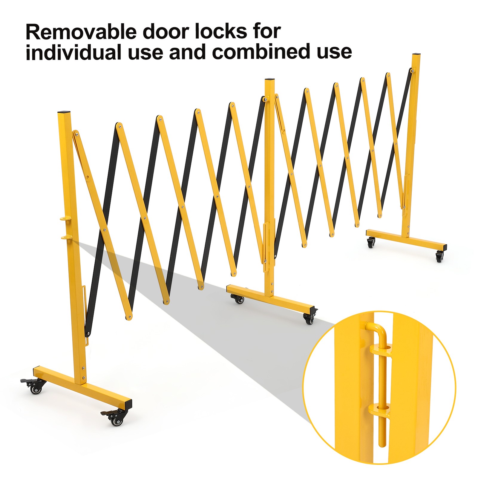 16ft Retractable Metal Barricade Gate, Mobile Temporary Safety & Traffic Control