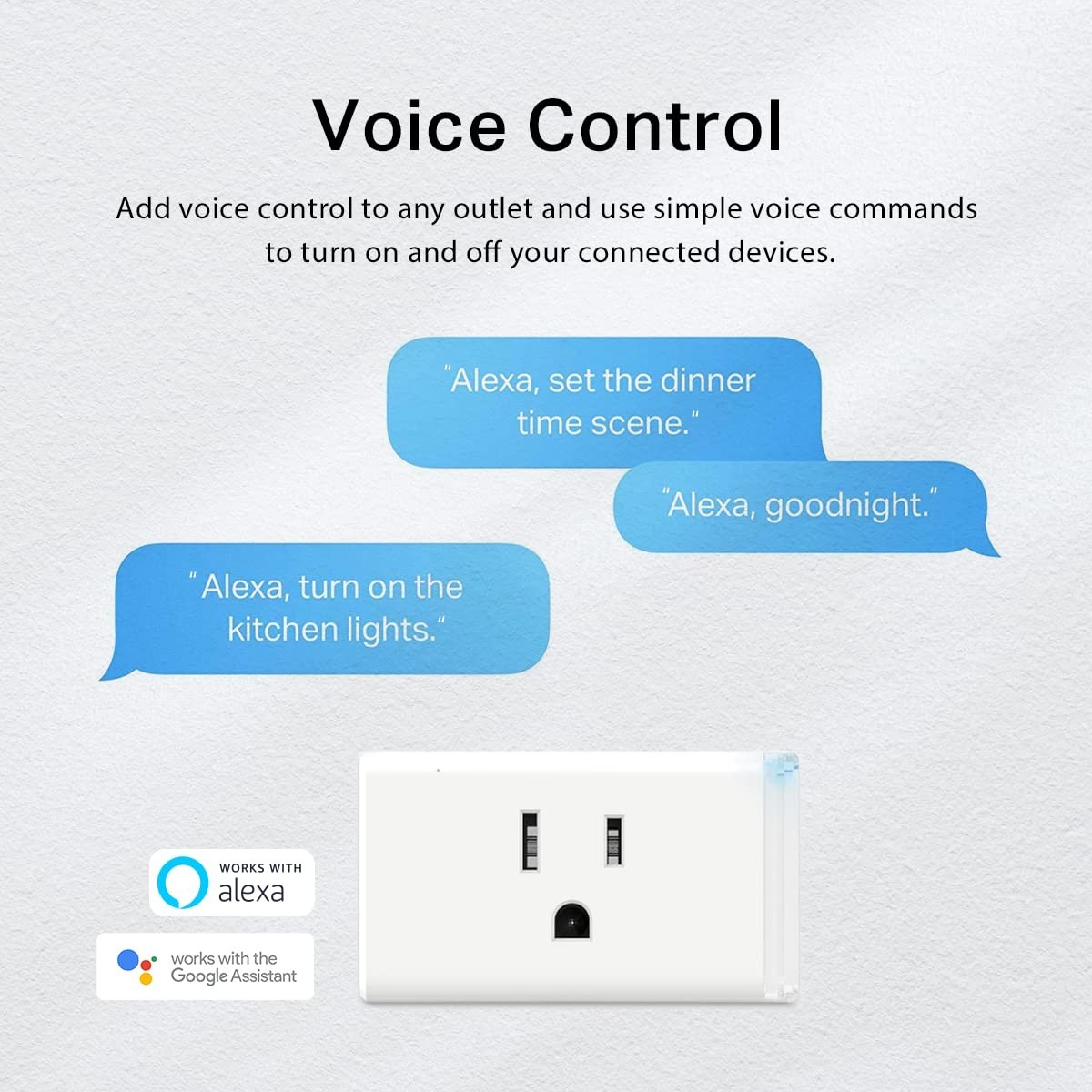 Hands-Free Smart Wi-Fi Plug - Works with Alexa & Google, Remote Control, 2-Pack