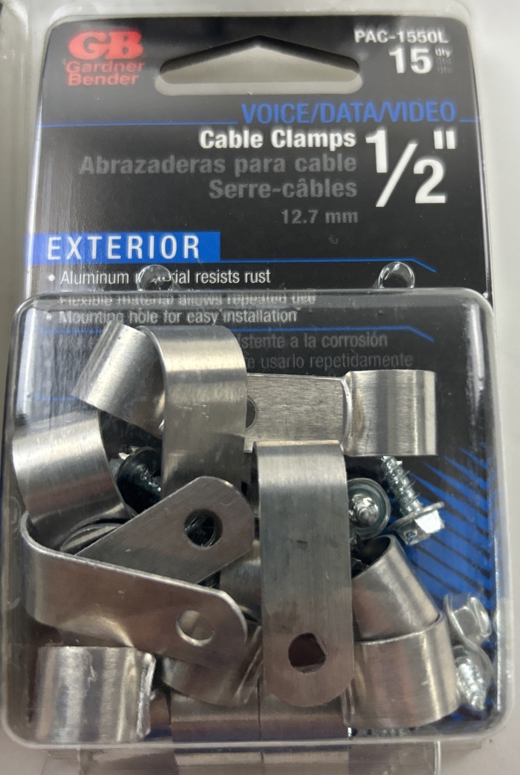 Gardner Bender PAC-1550L 1/2" exterior Cable 15 Pack Clamps Lot Of 10  USA