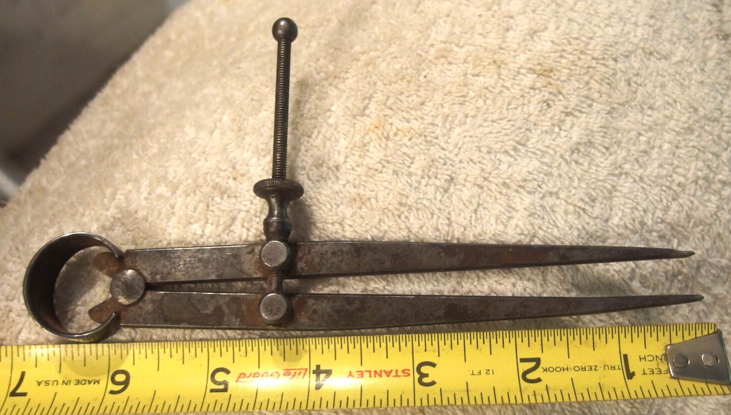 6 5/8" antique Starrett  Long Divider Tool VTG machinist USA,spring flat leg