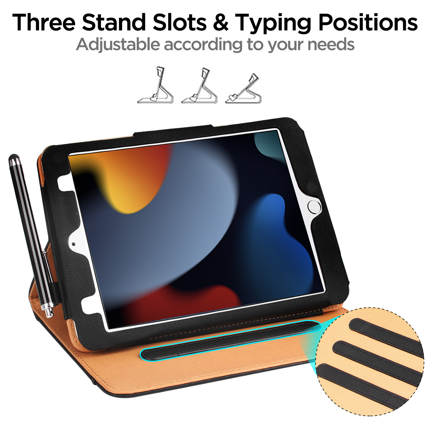 iPad 9th 8th 7th Generation 10.2" Case Leather Stand Cover with Screen Protector
