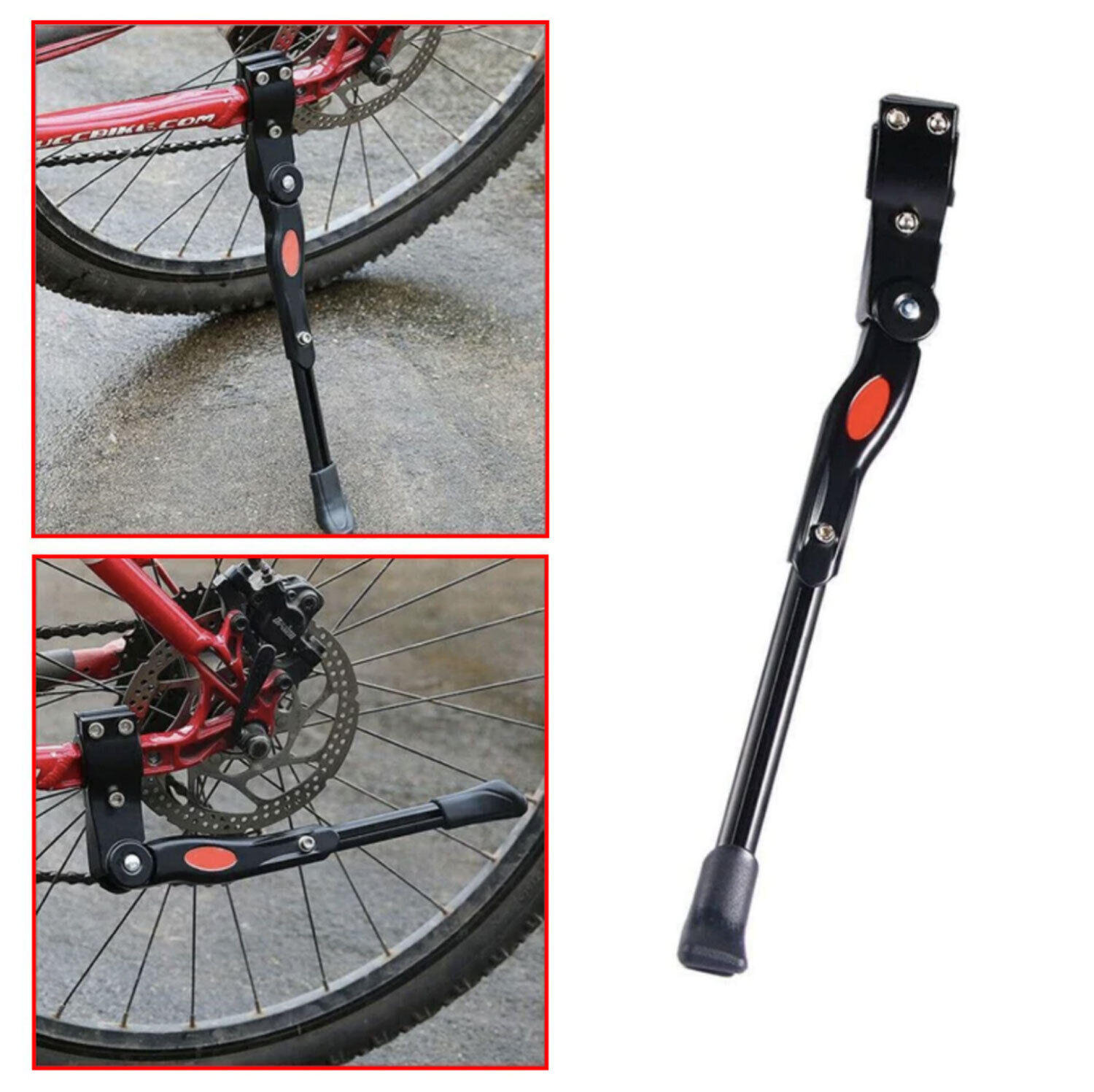 Bike Stand Bicycle 16"-26" Adjustable Kickstand Alloy Bracket Black