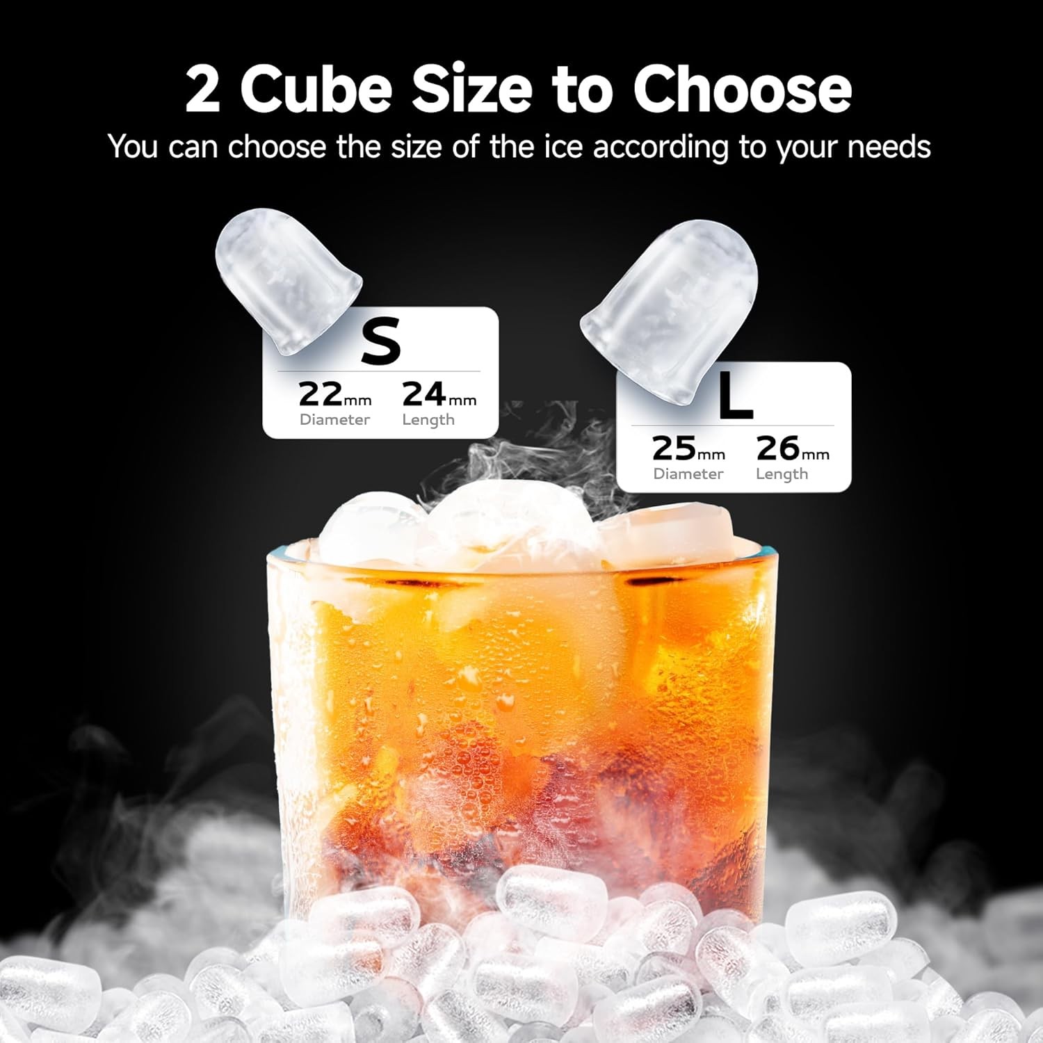 EUHOMY Ice Maker Countertop, 9 Cubes Ready in 6 Mins, 26lbs/24H, Silver