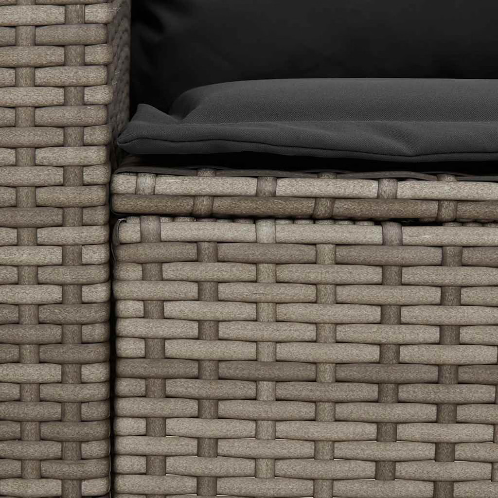 Garden Sofa Grey Poly Rattan 5-seater Removable Covers
