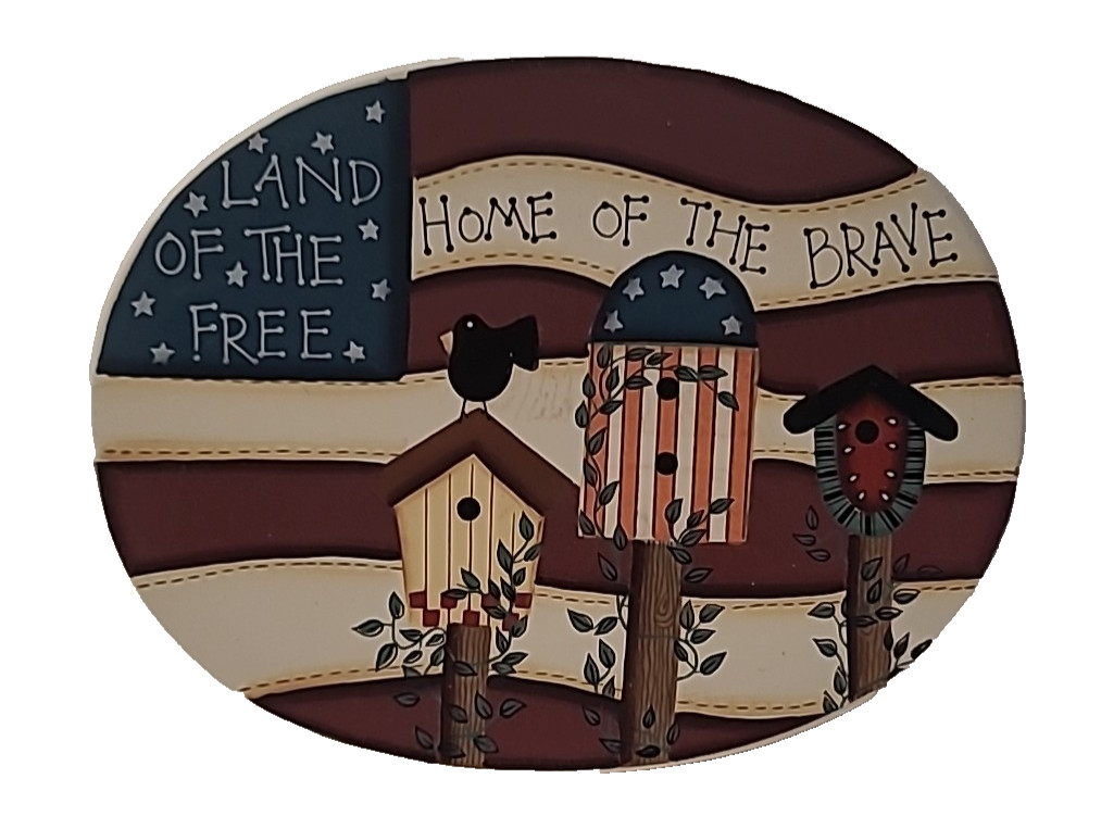 CMI Henton LID ONLY With Birdhouses, Home Of The Brave & Land Of The Free Oval