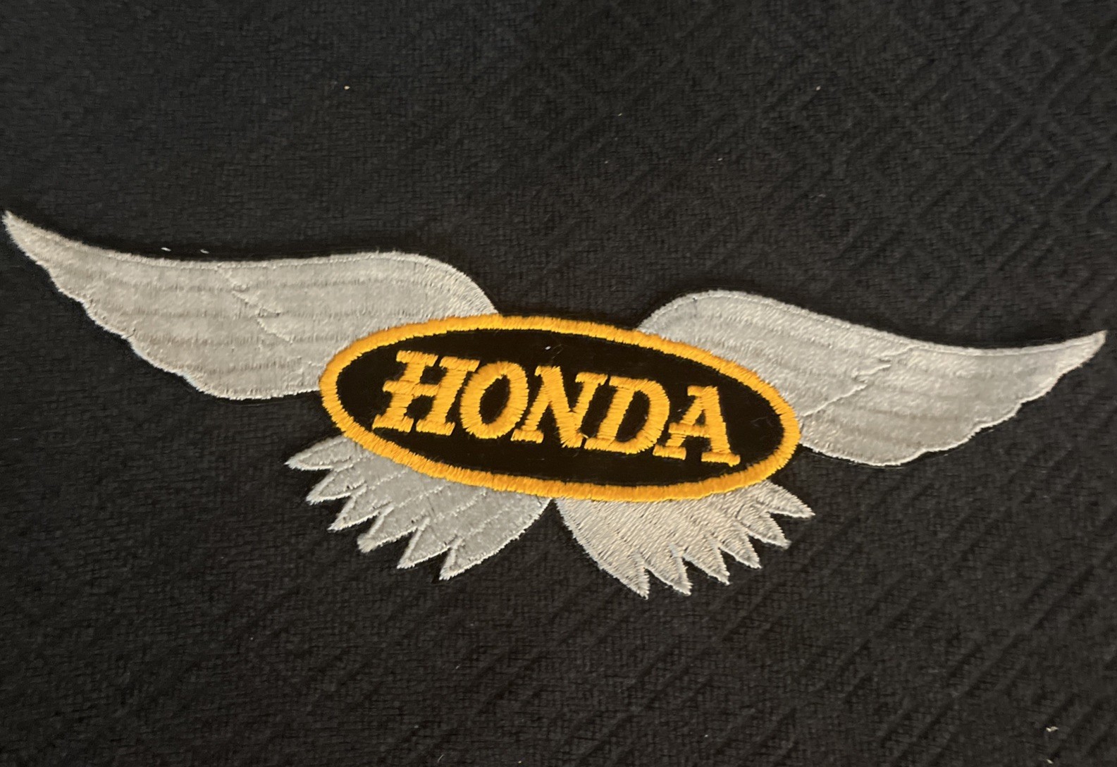Gold Honda On Silver Wings Embroidered Patch 10.5” Sew On- NOS           T 206