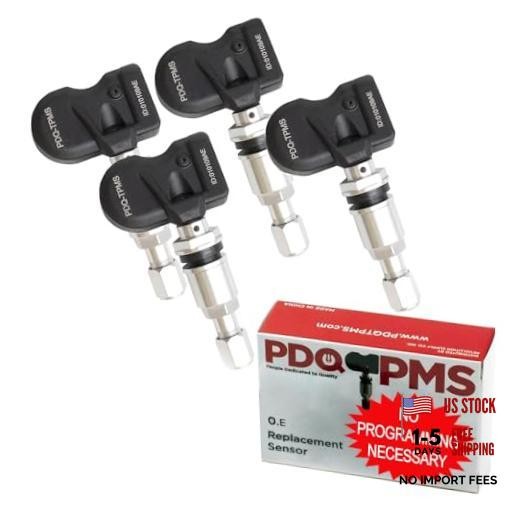 PDQ TPMS 433 MHZ Tire Pressure Sensor Stem for Chevy GMC Cadillac 4 Pack Metal