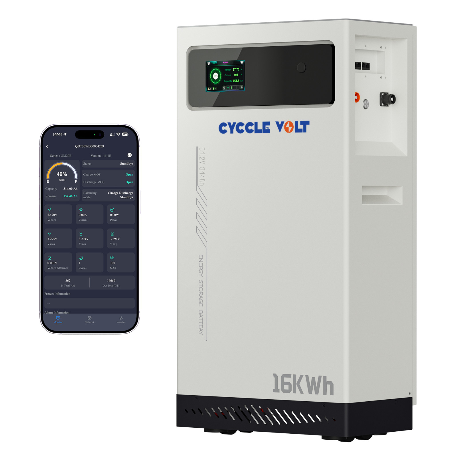 16.07kWh 48V 300A 314Ah LiFePO4 Lithium Battery For Home Solar Energy Storage PV