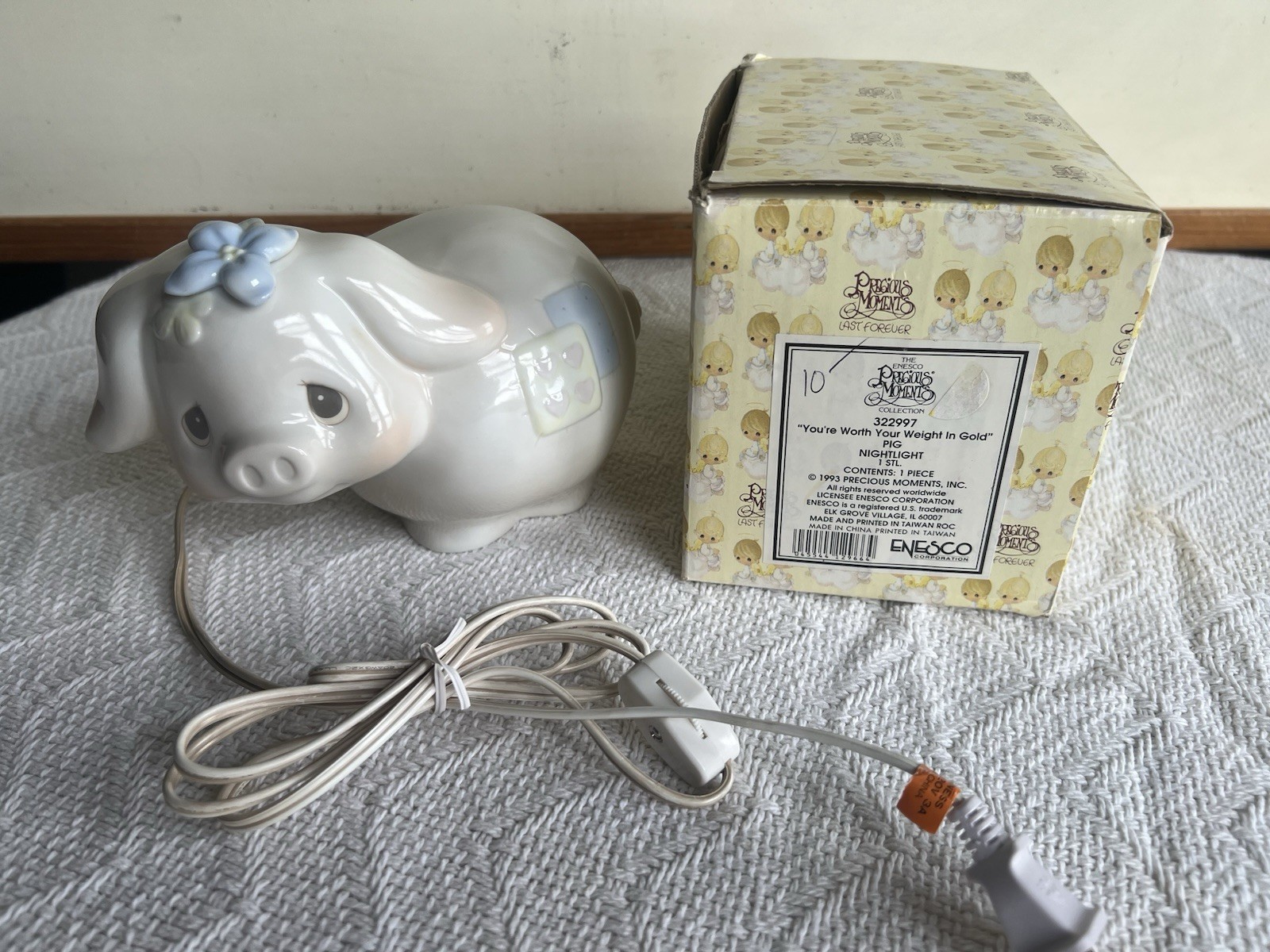 Precious Moments Pig Night Light “You’re Worth Your Weight In Gold” #322997 Box