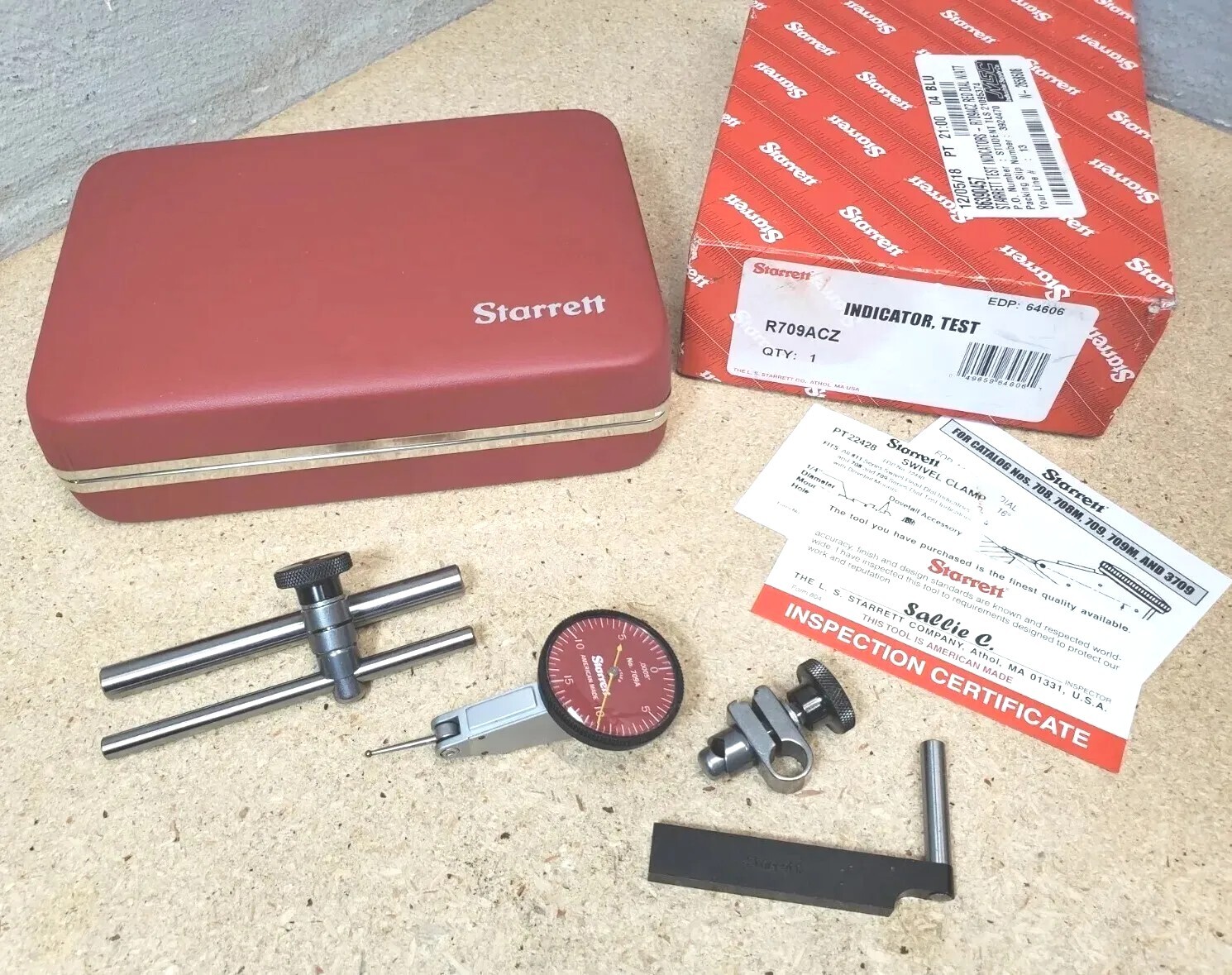 Starrett No. R709ACZ dial test indicator with a dovetail mount - .030" range USA