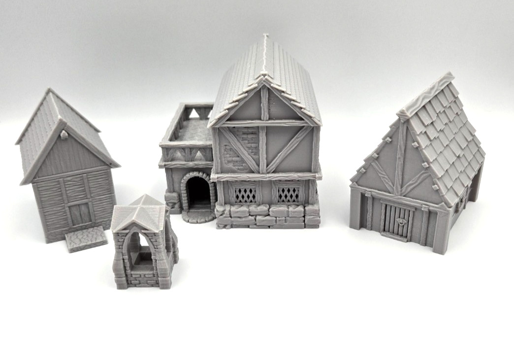Middle-Ages Building Terrain Scenery for 18mm Mini Tabletop Wargames-Houses