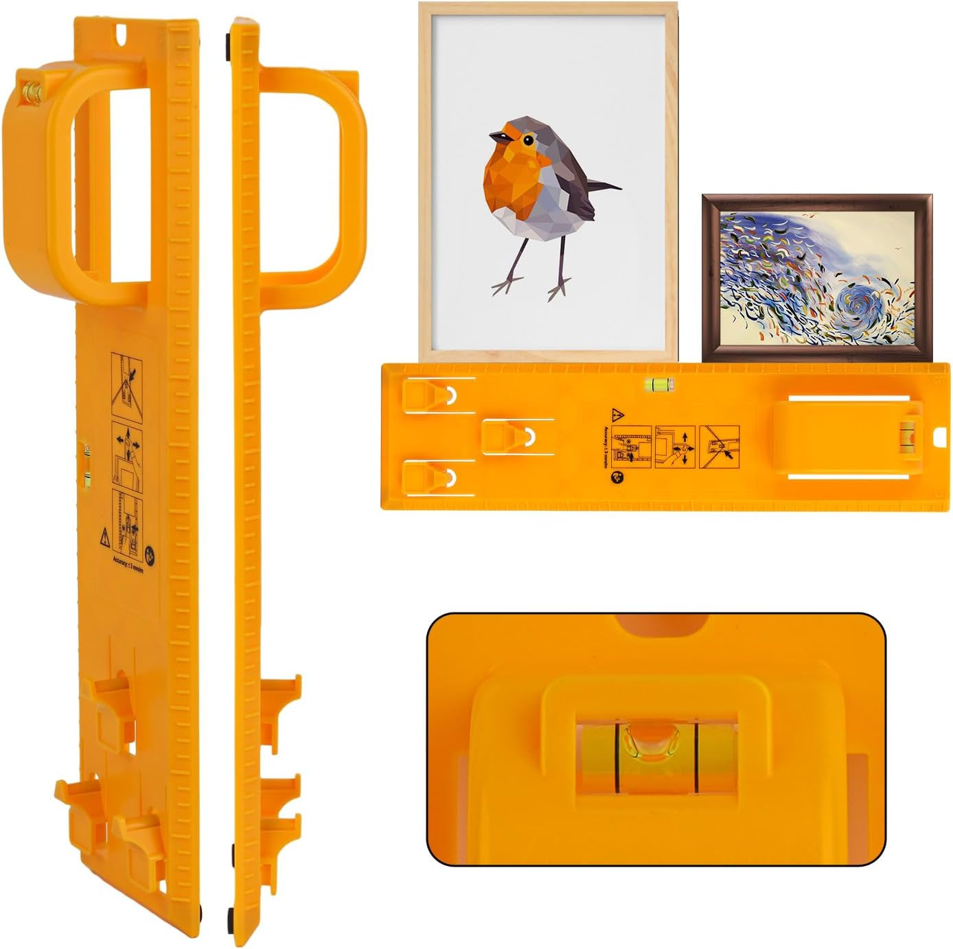 Picture Hanging Tool with Level, Picture Hanging Kit with Position Nail, Photo
