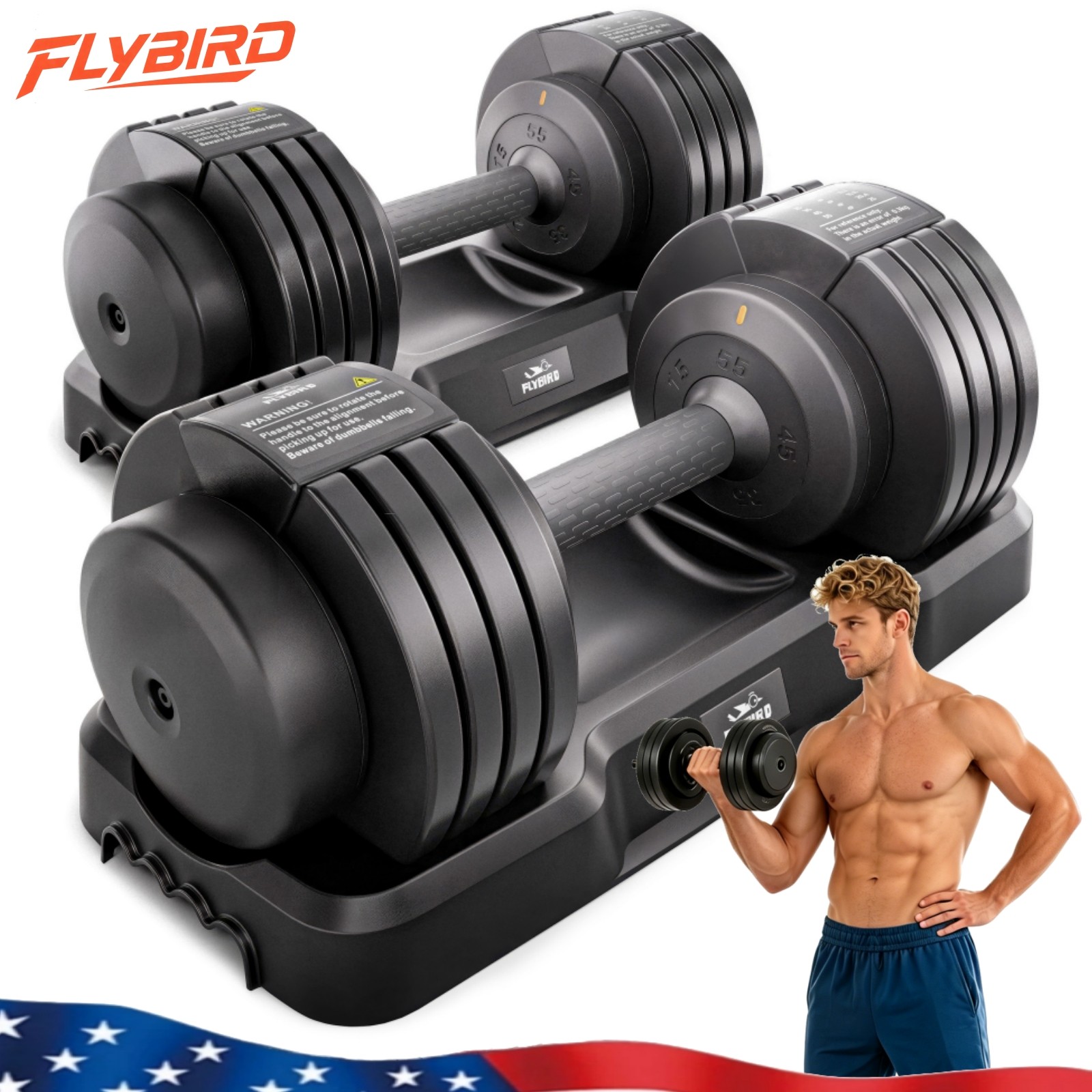5 in 1 Adjustable Dumbbell Set, 55lb/110lb Weight Dumbbells With Storage Box