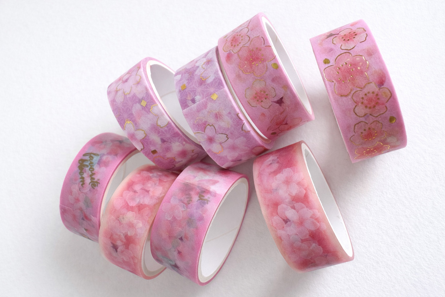 Japanese Sakura Washi Tape Set 8 Rolls Cherry Blossom Masking Clear Tape Cute Pl