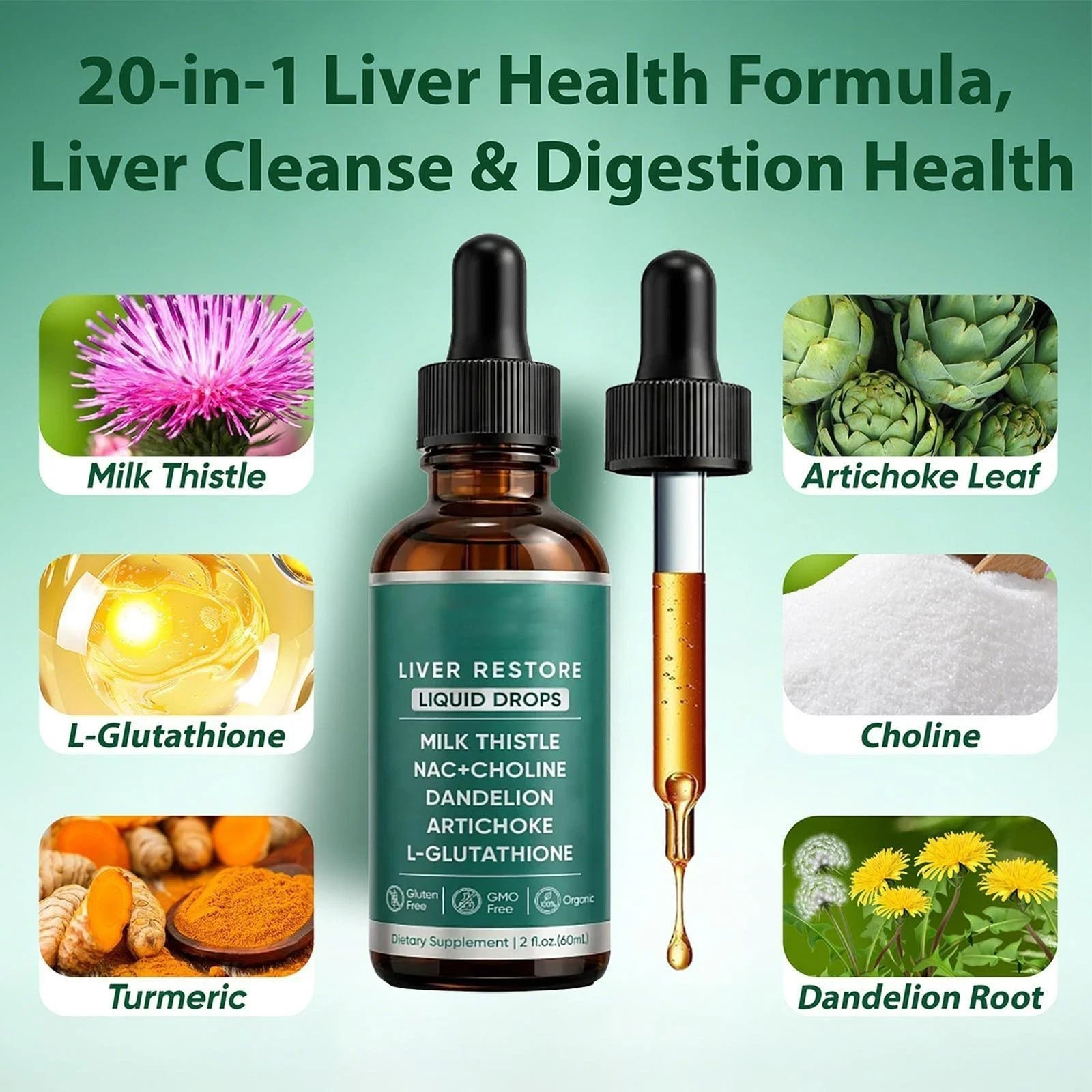 Purelia Liver Restore Drops – Complete Liver Detox Support Supplement 60ml