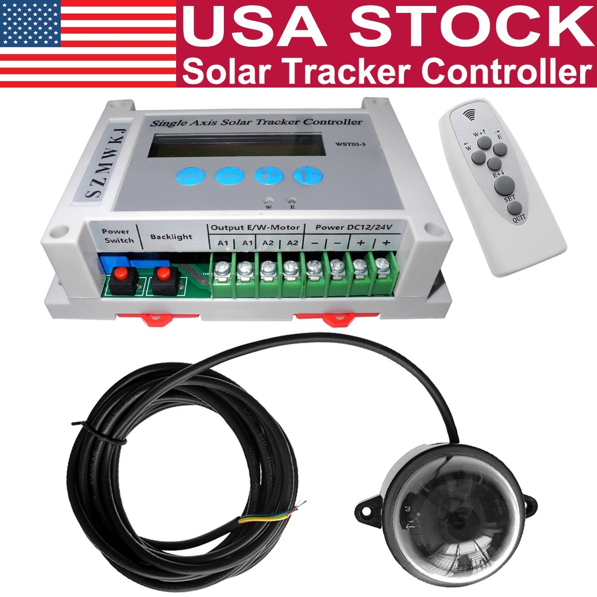 LCD Single Axis Solar Tracker Controller + Remote Automatic Solar Panel Tracking